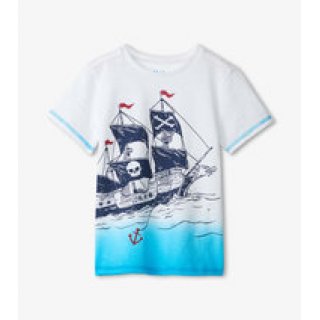 Hatley T-Shirt Pirate Ship Graphic Tee Wei/Blau 